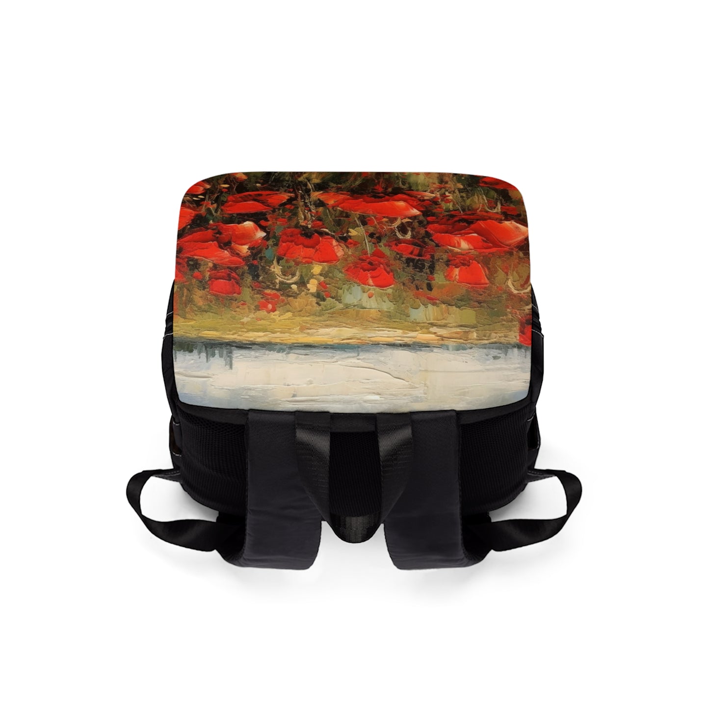 Abstract Poppy Fields: Unisex Casual Shoulder Backpack for Artistic Inspiration