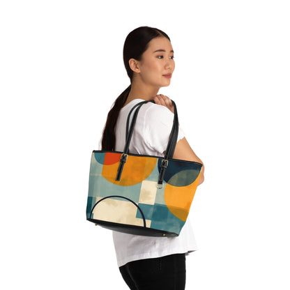 Geometric Timeless Beauty: Midcentury Modern PU Leather Shoulder Bag