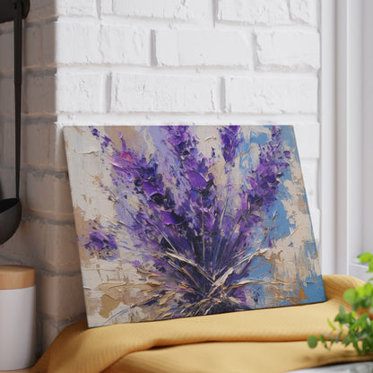 Vibrant Lavender Art on Glass Cutting Board : A Floral Delight for Your Senses