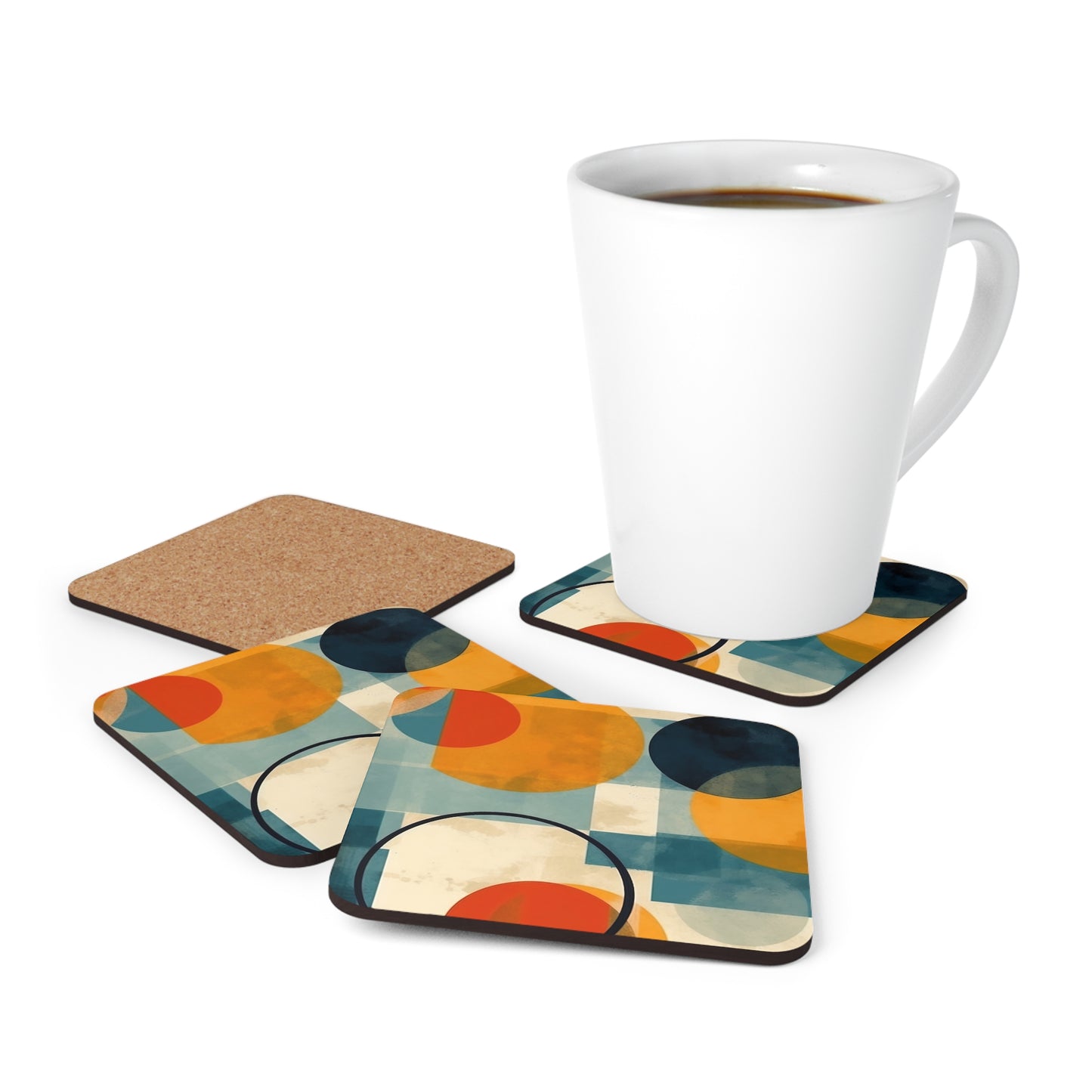 Geometric Gems: Corkwood Coaster Set Inspired by Abstract Geometric Art