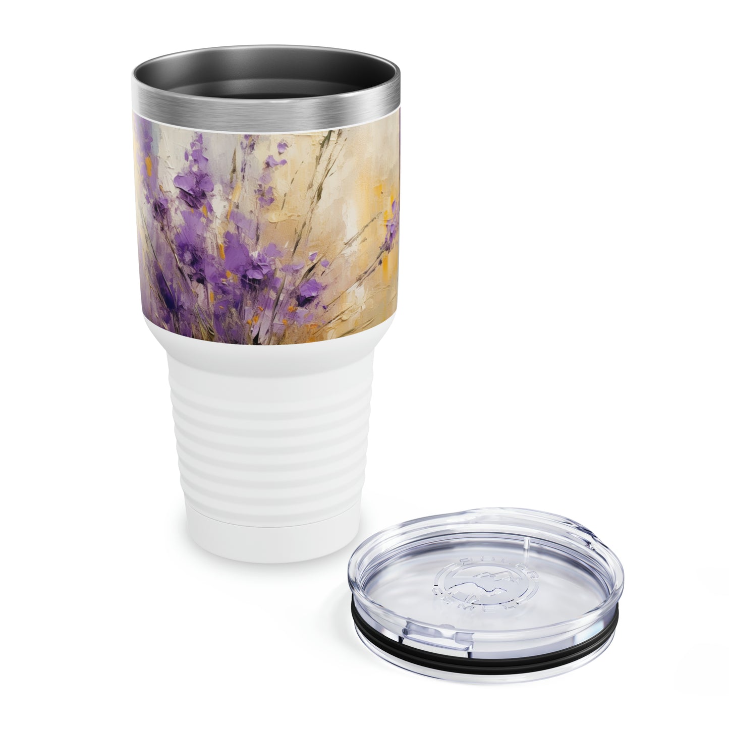 Artistic Expressions: Lavender Drawing on Ringneck Tumbler, A Symphony of Colors