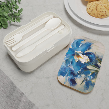 Blue Orchid Abstract Painting Bento Box: A Floral Fusion of Art and Elegance