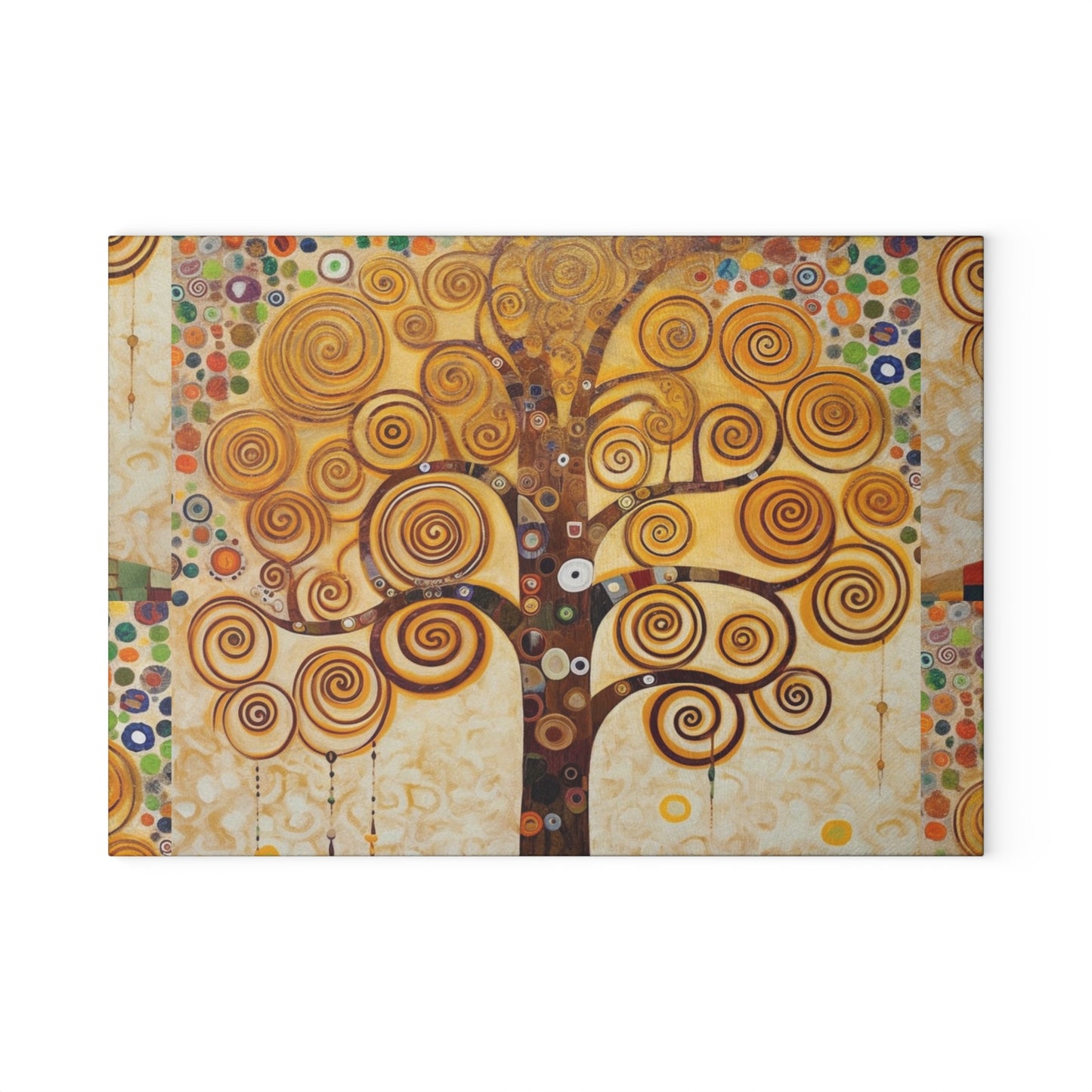 Captivating Artistry: The Tree of Life Glass Cutting Board , Inspired by Gustav Klimt's Timeless Masterpiece