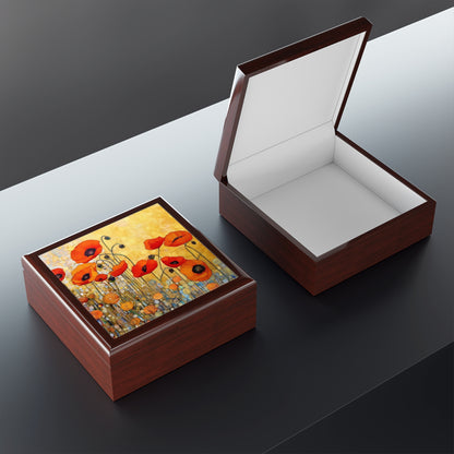 Elevate Your Sip: Jewelry Box Adorned with Gustav Klimt's Poppies