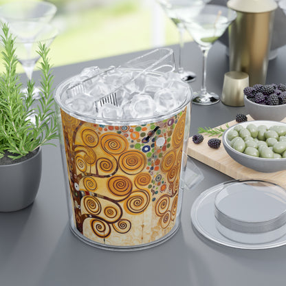 Captivating Artistry: The Tree of Life Ice Bucket with Tongs, Inspired by Gustav Klimt's Timeless Masterpiece