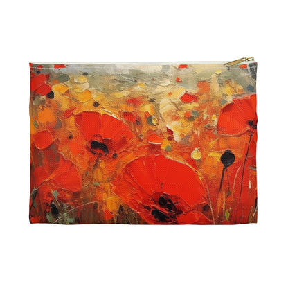 Whimsical Poppy Art on Accessory Pouch