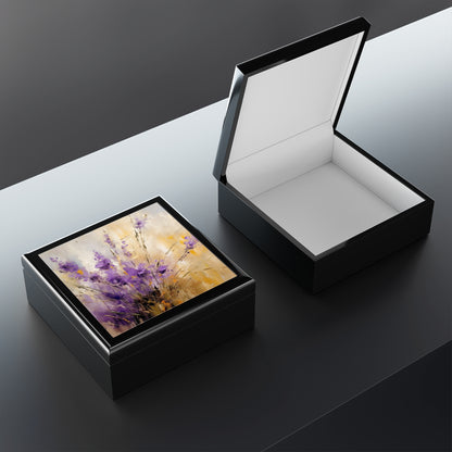 Expressive Lavender Drawing on Jewelry Box: A Symphony of Colors and Petals