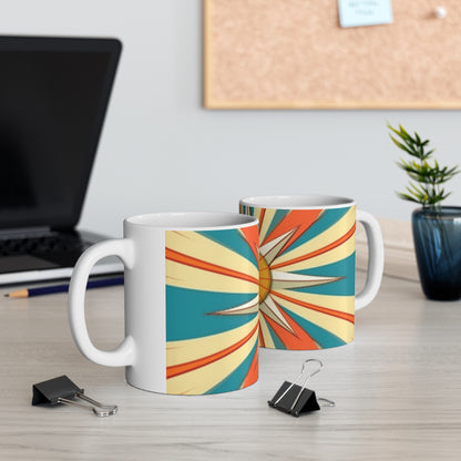 Midcentury Delight: Modern Abstract Art Mug with Starburst Candy Colored Accents for the Perfect Coffee Experience