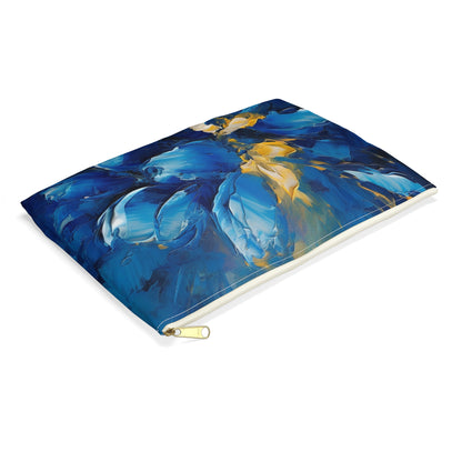Abstract Wallpaper Accessory Pouch: Immersive Floral Beauty with Blue Orchid Motif