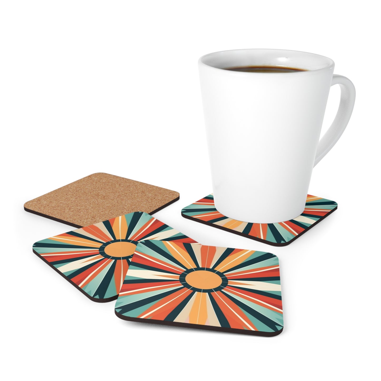 Starburst Corkwood Coaster Set in Atomic Age and Midcentury Modern Design