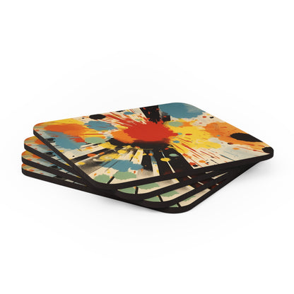 Contemporary Brushstrokes Corkwood Coaster Set