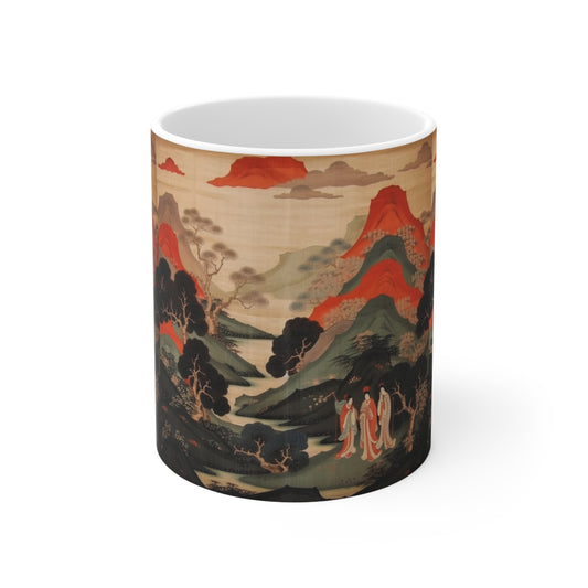 Ceramic Mug: Custom Japanese Tapestry - Infuse Your Coffee Break with Unique Artistic Expression