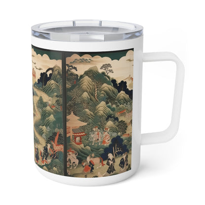 Japanese Tapestry Insulated Coffee Mug: Fusion of Art and Functionality