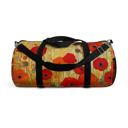 Floral Symphony: Duffel Bag showcasing Gustav Klimt's Poppies in Art Nouveau