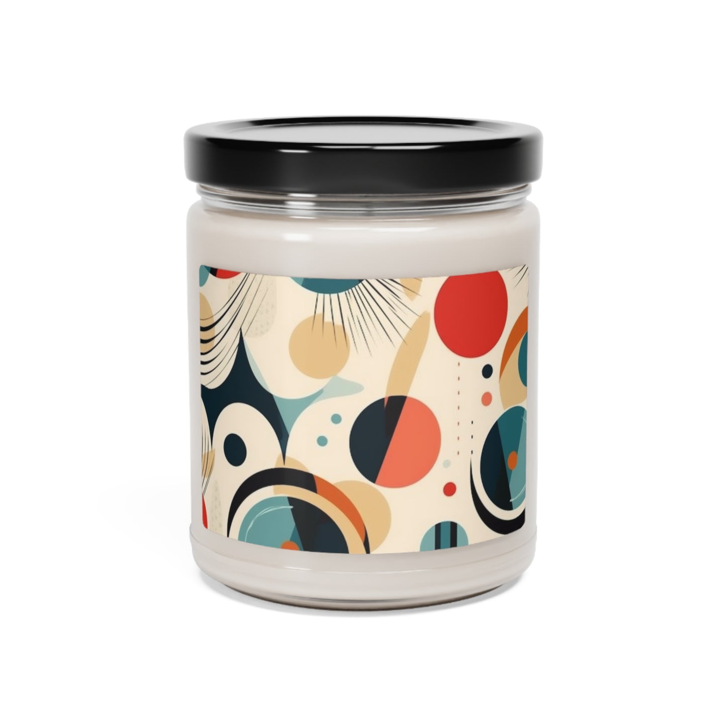 Abstract Elegance: Midcentury Modern Scented Soy Candle with Modern Abstract Art and Vintage Fashion