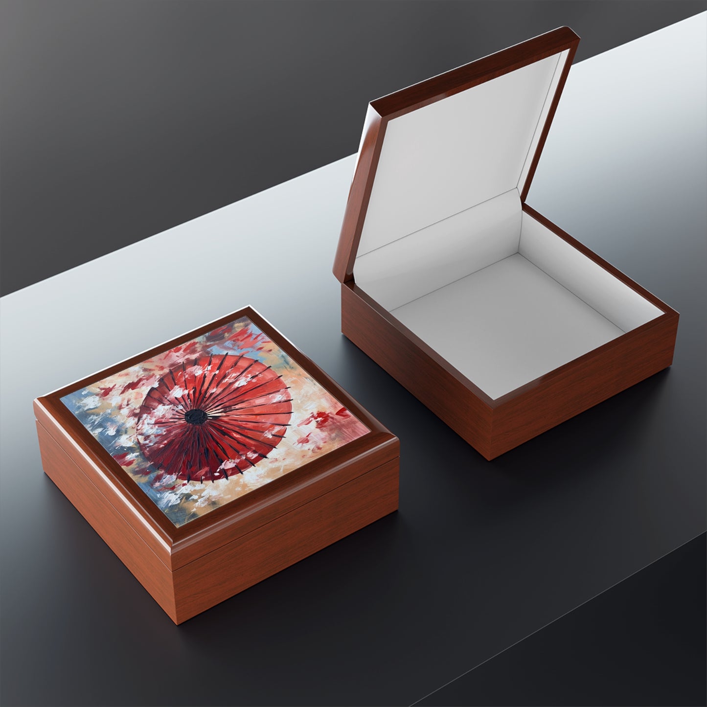 Abstract Japanese Umbrella Painting Jewelry Box: Unleashing Artistic Beauty