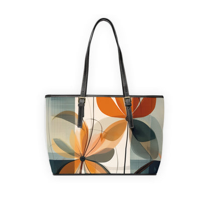 Botanical Chic: Flower Drawings and Minimalist PU Leather Shoulder Bag Design with Midcentury Flair