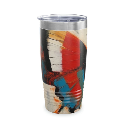 Bauhaus-Inspired Butterfly Symphony: Tumbler with Vibrant Colors and Intricate Details