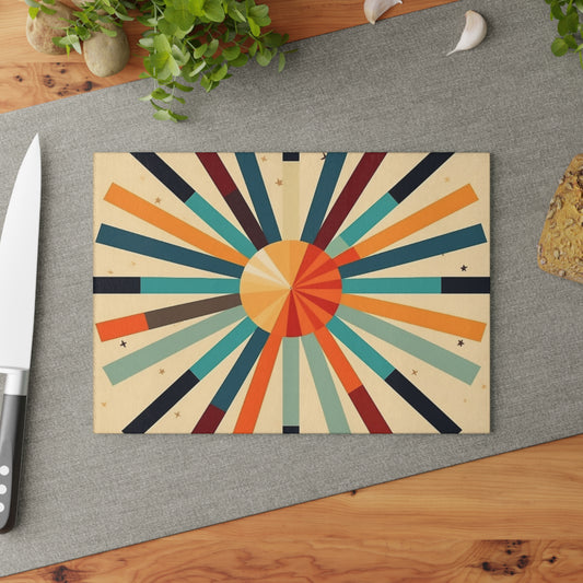 Artistic Abstractions: Starburst Glass Cutting Board for Modern Abstract Art Lovers