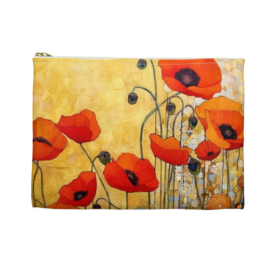 Elevate Your Style: Accessory Pouch Adorned with Gustav Klimt's Poppies