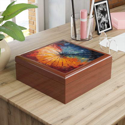 Abstract Art Jewelry Box: Japanese Umbrella, A Reflection of Creativity