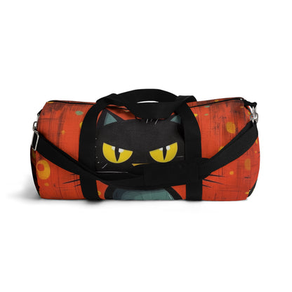 Fashionably Retro Feline: Midcentury Modern Duffel bag with a Vintage Cat-Inspired Flair