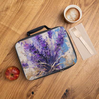 Vibrant Lavender Art on Lunch Bag: A Floral Delight for Your Senses