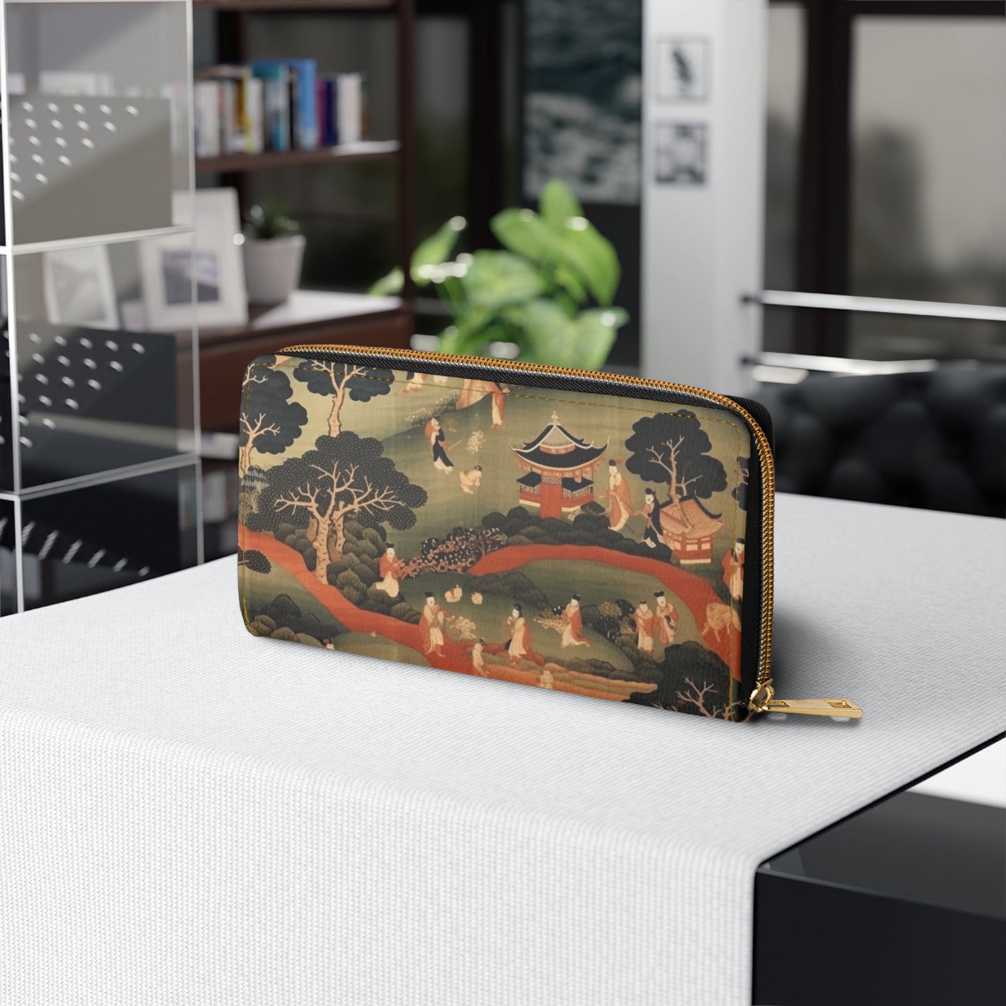 Tapestry Treasures: Japanese-inspired Zipper Wallet for Art Lovers