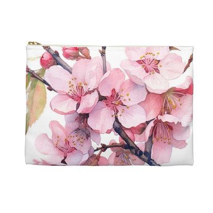 Whimsical Delight: Watercolor Cherry Blossom Tree Accessory Pouch