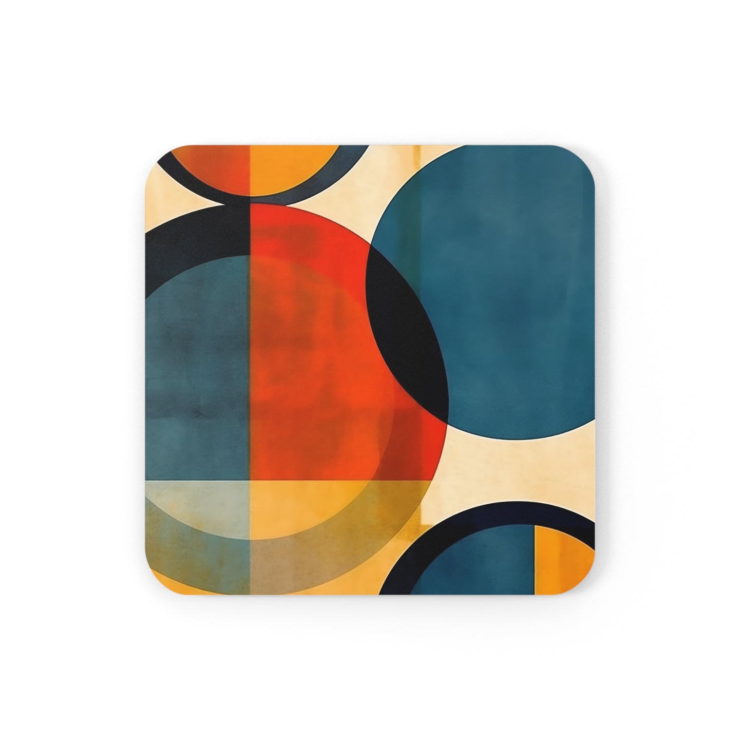 Geometric Abstraction Extravaganza: Corkwood Coaster Set for Art Enthusiasts