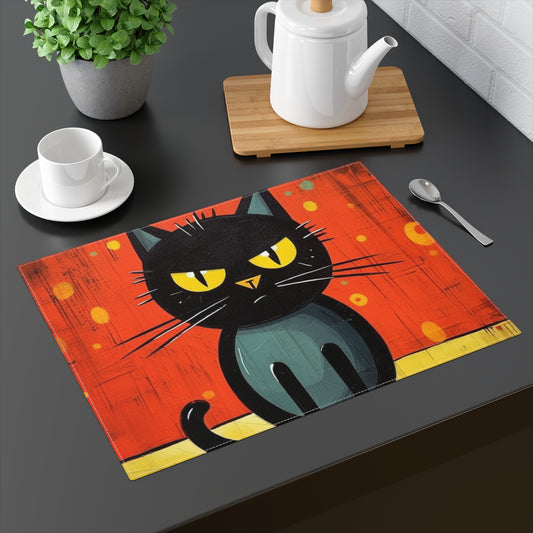 Fashionably Retro Feline: Midcentury Modern Placemat with a Vintage Cat-Inspired Flair