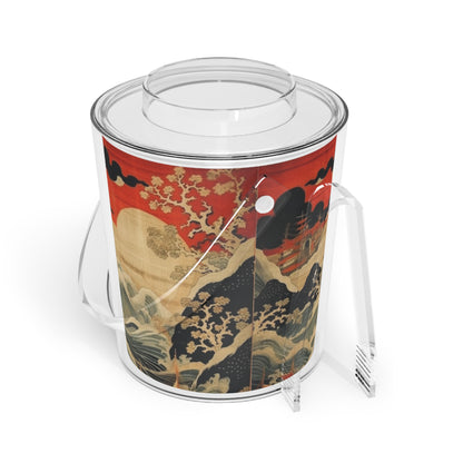 Artistic Fusion - Where Japanese Tapestry Meets the Perfect Ice Bucket with Tongs