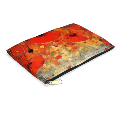 Whimsical Poppy Art on Accessory Pouch