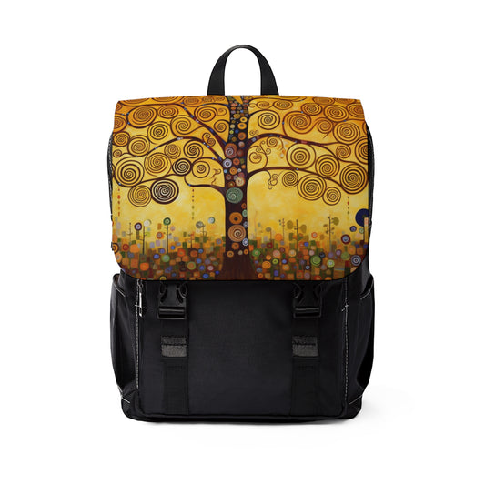 Symbolic Harmony: Gustav Klimt Tree of Life Unisex Casual Shoulder Backpack, Embrace Artistic Elegance