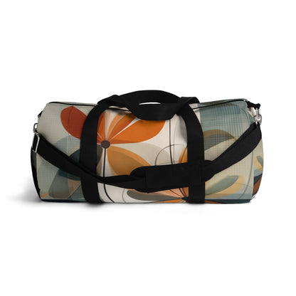 Botanical Chic: Flower Drawings and Minimalist Duffel Bag Design with Midcentury Flair