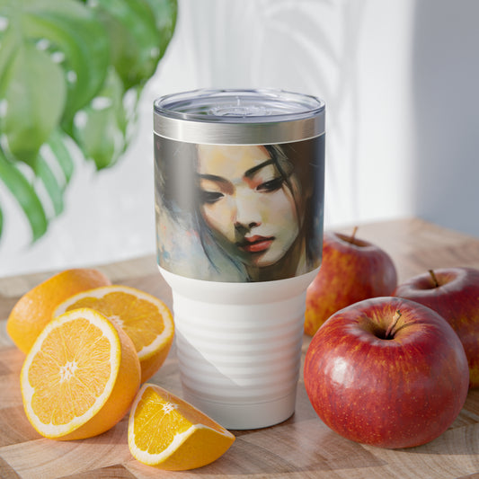 Sip in Style: Ringneck Tumbler with Geisha Art, Embrace the Japanese Artistic Flair in Every Refreshing Drink