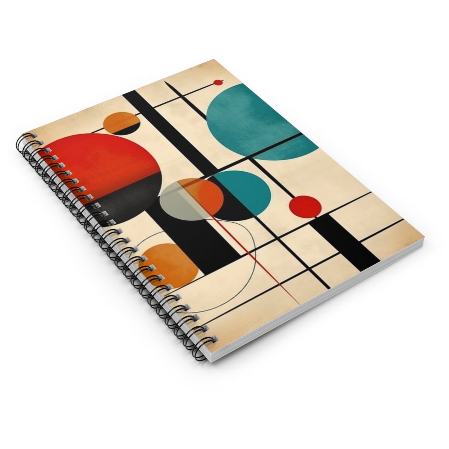 Geometric Marvel: Atomic Age Spiral Notebook with Midcentury Modern Design