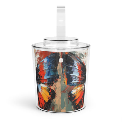 Ice Bucket with Tongs with Bauhaus-Inspired Butterfly Drawing: A Harmonious Blend of Art and Functionality