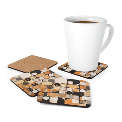 Earthy Circles Corkwood Coaster Set