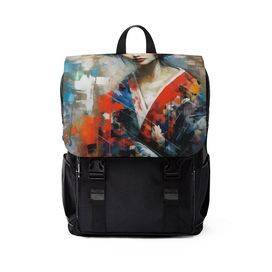 Unisex Casual Shoulder Backpack with Geisha Art: Style with Japanese Artistic Flair
