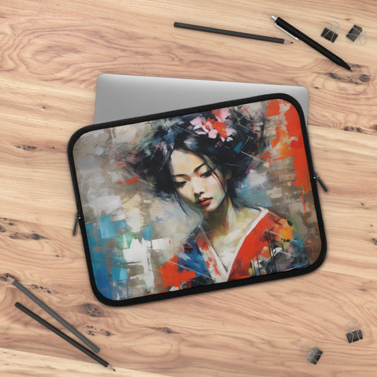 Laptop Sleeve with Geisha Art: Japanese Artistic Flair
