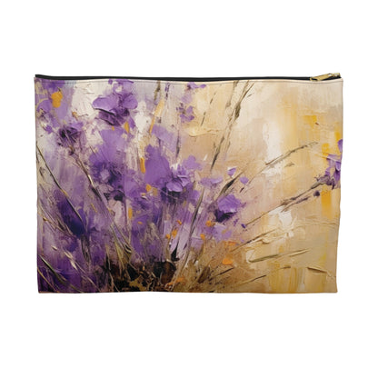 Expressive Lavender Drawing on Accessory Pouch: A Symphony of Colors and Petals