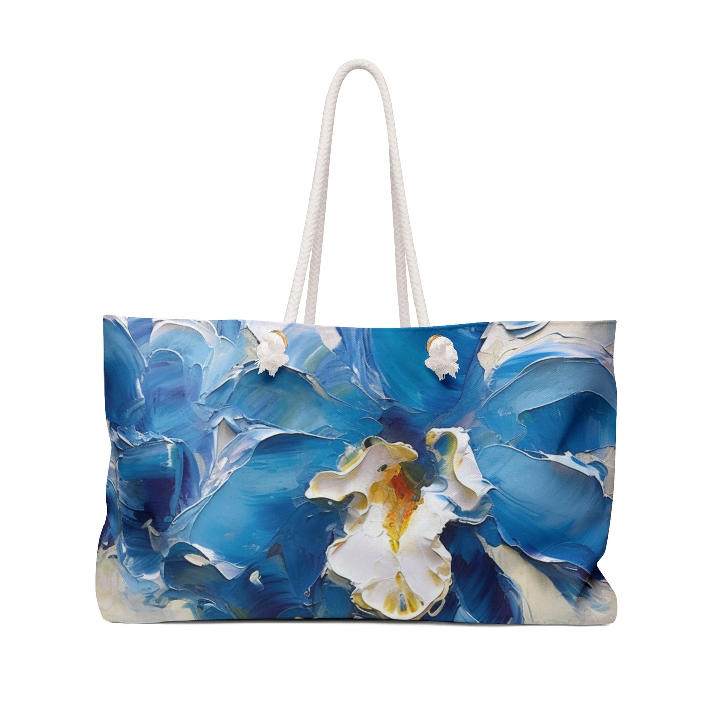 Embrace Artistic Expression with Blue Orchid Abstract Painting Weekender Bag