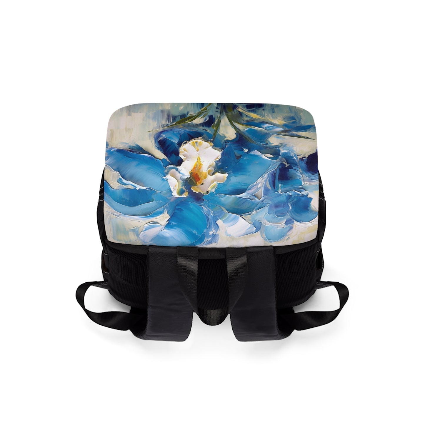 Embrace Artistic Expression with Blue Orchid Abstract Painting Unisex Casual Shoulder Backpack