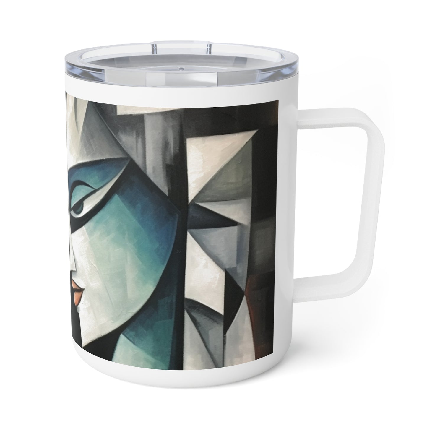 Insulated Coffee Mug with Cubist Art: Artistic Finesse and Abstract Flair