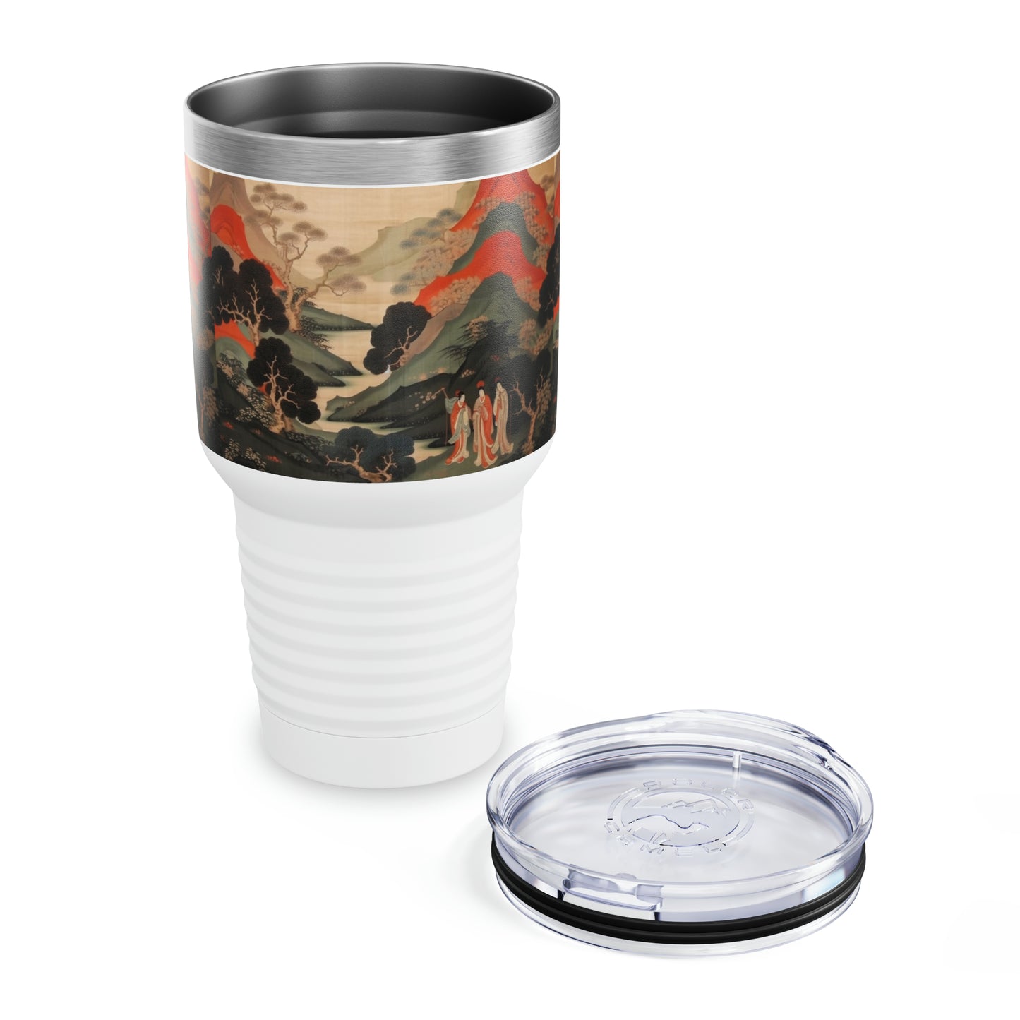Personalized Artistry: Ringneck Tumbler with Custom Japanese Tapestry Design