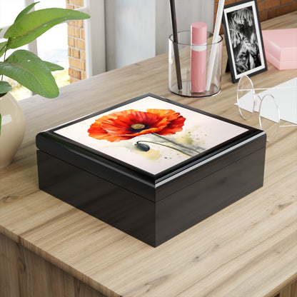 Stunning Poppy Flower Watercolor Jewelry Box: A Blossoming Experience