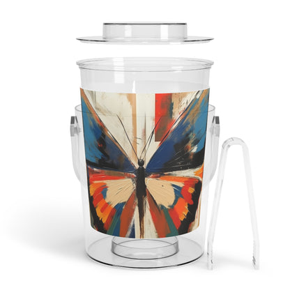 Abstract Butterfly Paradise: Ice Bucket with Tongs for Nature and Art Lovers