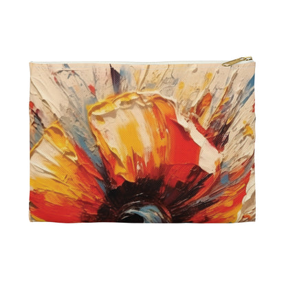 Poppy Symphony: Accessory Pouch with Abstract Floral Artwork