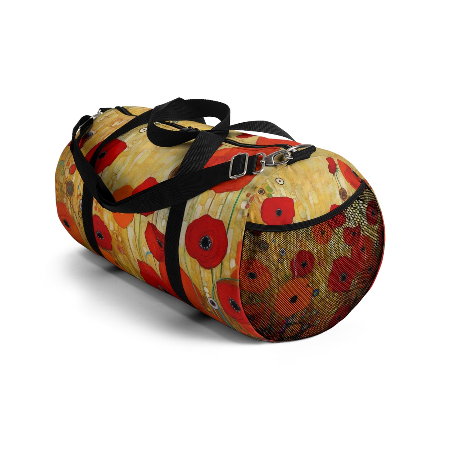 Floral Symphony: Duffel Bag showcasing Gustav Klimt's Poppies in Art Nouveau